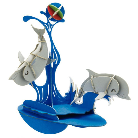 Japanese Art of Paper Craft Playful Dolphins  Assembled Educational Premium 3D Puzzle Paper Model Kit Challenge Gift Made in Japan