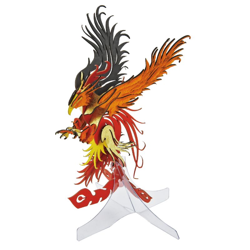 Japanese Art of Paper Craft Fantasy World Fire Phoenix 26 pieces Assembled Educational Premium 3D Puzzle Paper Model Kit Challenge Gift Made in Japan