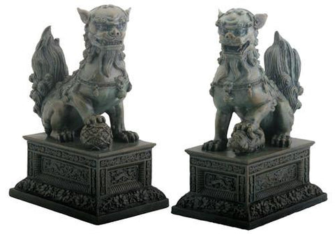 YTC Pair of Chinese Lions Foo Dogs - Collectible Figurine Statue Figure