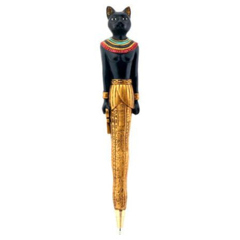 YTC Ancient Egyptian Bastet Black and Gold Pen (Set of 6 Similar Designs)