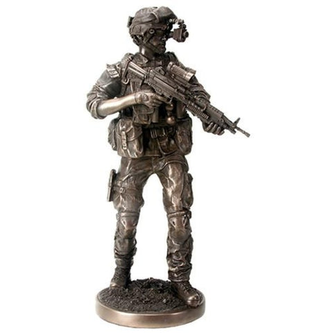 YTC Metal Tone Night Mission Fighting Soldier with Gun Statue Display