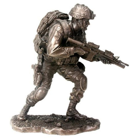YTC Metal Tone On The Move Fighting Soldier with Gun Statue Display