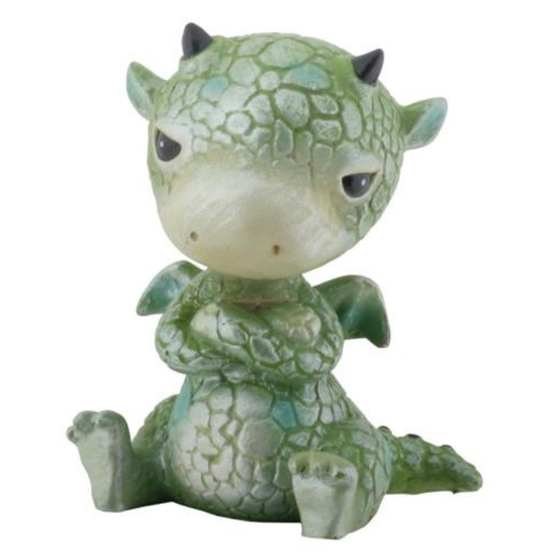 2.75 Inch Cold Cast Resin Green Sulky Dragon Full of Pout Figurine