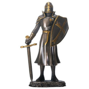 YTC 6.25" Cold Cast Bronze Color Knight of The Cross Figurine with Sword