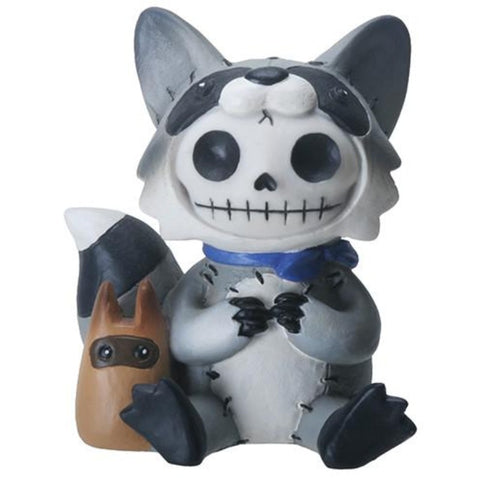 SUMMIT COLLECTION Furrybones Bandit Signature Skeleton in Raccoon Costume with a Little Accomplice