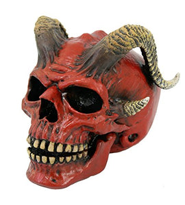 Red Devil Horned Skull Figurine Collectible Tabletop Dark Fantasy Accent 5 inch Tall