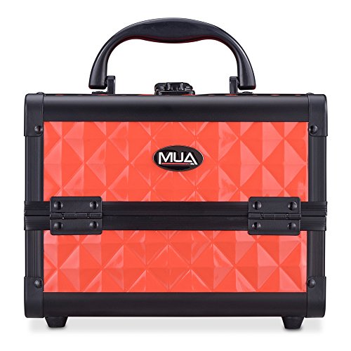 Mini Makeup Train Case 9.5" Aluminum Professional Cosmetic Organizer Box with Mirror