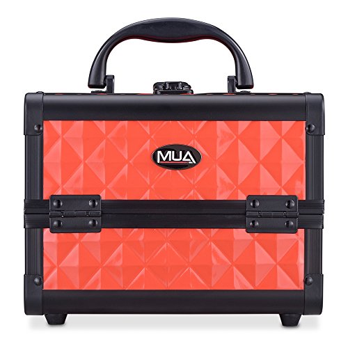 Mini Makeup Train Case 9.5" Aluminum Professional Cosmetic Organizer Box with Mirror