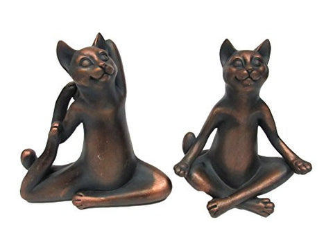 Zen Garden Inner Peace Yoga Cats Set of 2 Figurine Collectible Sculpture Decor 5 inch Tall