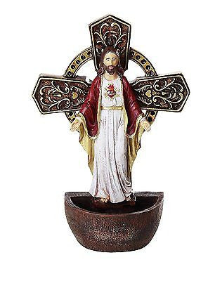 The Sacred Heart of Jesus Holy Water Font Religious Sacrament Wall Decor 6.75"