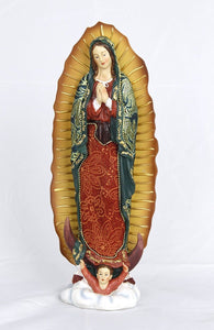 Our Lady of Guadalupe Virgin Mary Religious Statue Real Fabric Dress Collectible