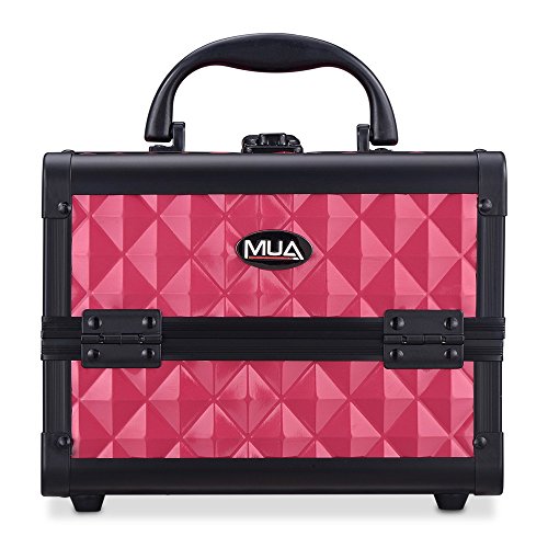 Mini Makeup Train Case 9.5" Aluminum Professional Cosmetic Organizer Box with Mirror