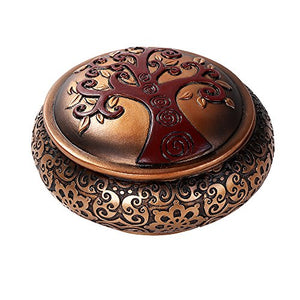 Celtic Tree of Life Round Decorative Trinket Box Tabletop Decor