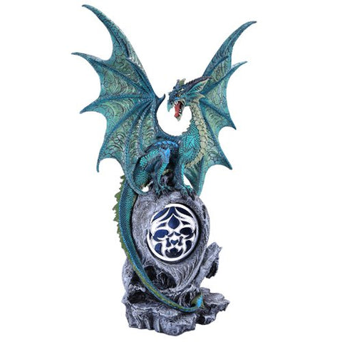 Large Winged Green Jade Color Dragon with RGB Color Changing LED Lighting Rock 18"h