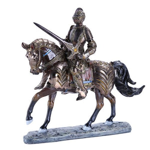 Colored Cavalry Medieval Knight on Horse with Stand- 9"