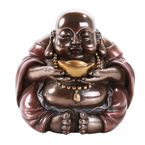Bronze Finish Maitreya Buddha Statue Happy Laughing Sitting Buddha Inspirational Religious Statue For Gifts & Decor