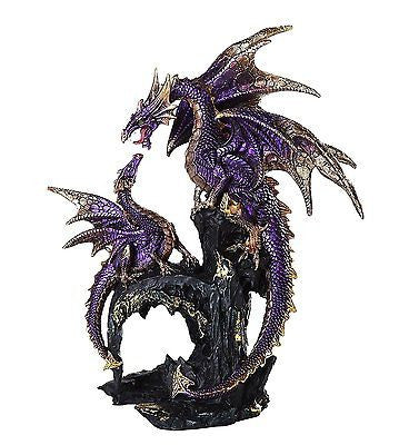 Royal Purple Dragon Family Collectible Figurine 9 Inch Tall