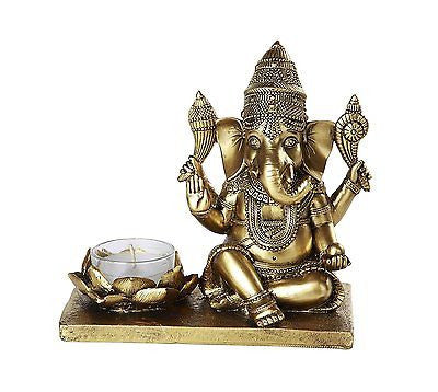 Hindu God Ganesha Elephant Headed Deity Meditation Candle Burner 6 inch