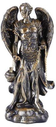 Bronzed Small Saint Sealtiel Figurine Made of Polyresin