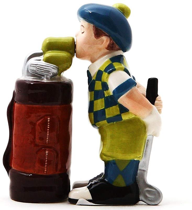 NEW! 4" Golfer and Bag Magnetic Salt and Pepper Shakers