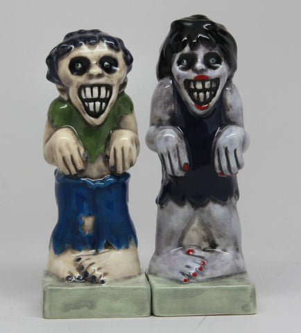Zombies Magnetic Ceramic Halloween Salt and Pepper Shakers