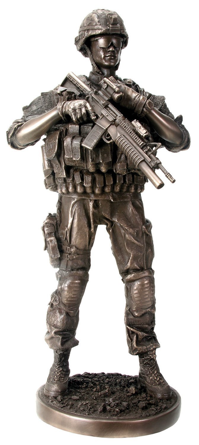 YTC Metal Tone Reporting Detail Fighting Soldier with Gun Statue Display