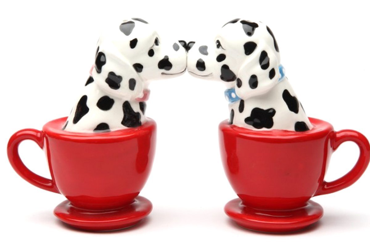 Pacific Giftware Kissing Dalmatian Dogs in Tea cup 3.5'' Tall Magnetic Salt and Pepper Shakers Set