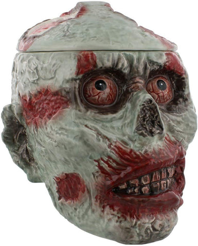 7.75 Inch Zombie Skeleton Skull Ceramic Cookie Jar Statue Figurine