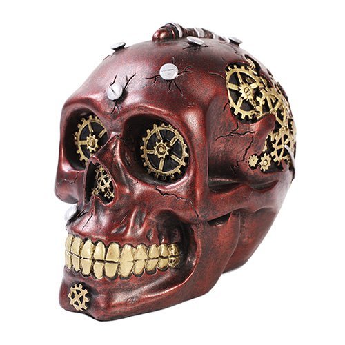 Exotic Steampunk Cool Skull Figurine Made of Polyresin