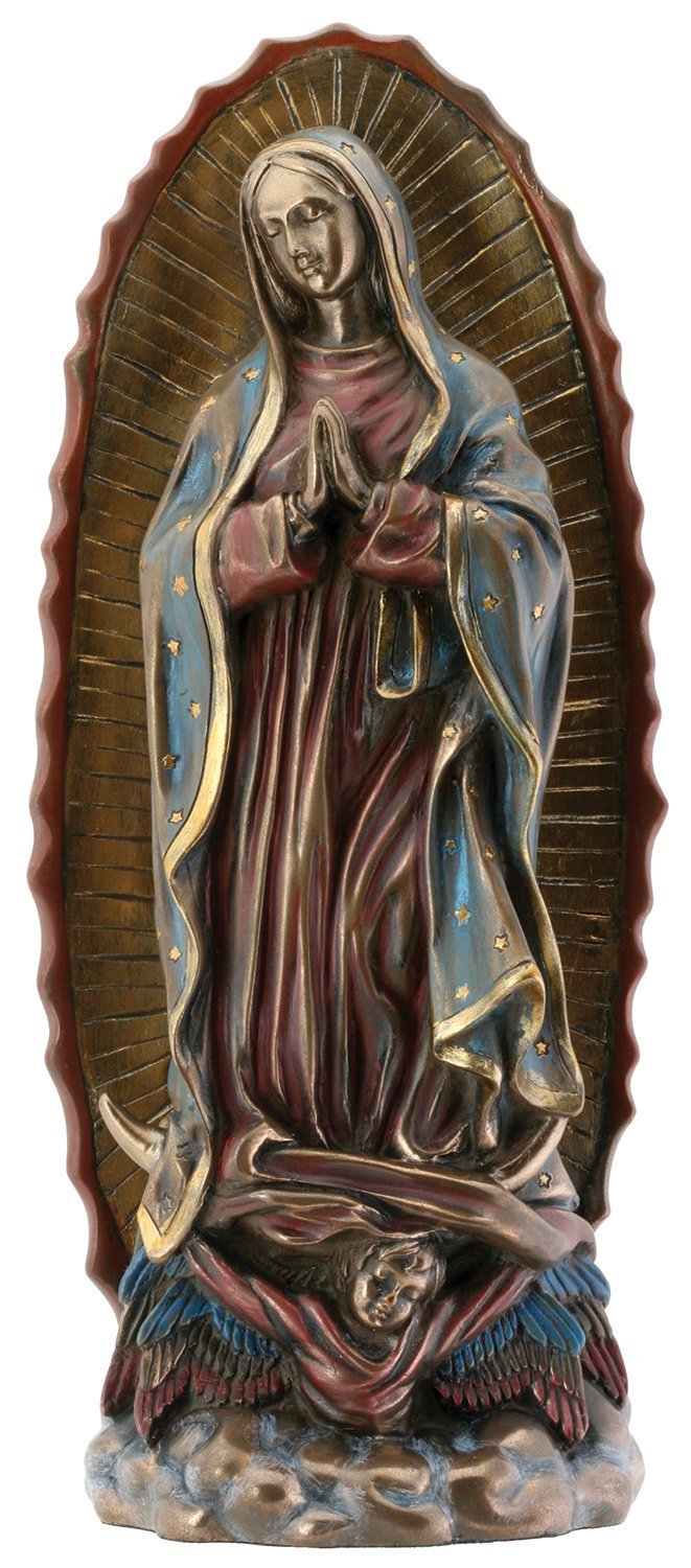 Our Lady of Guadalupe Virgin Mary Resin Statue, Bronze Color