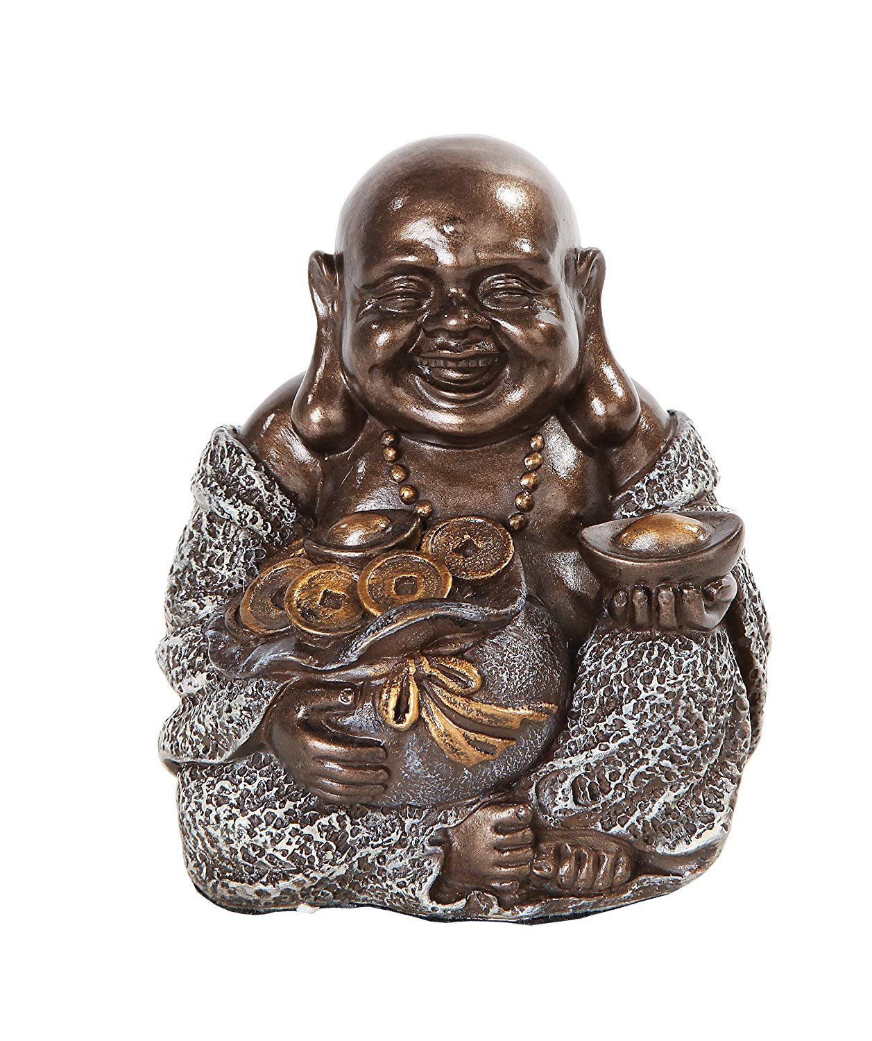 4 Inch Happy Buddha Holding Money Bag Buddhism Resin Statue Figurine