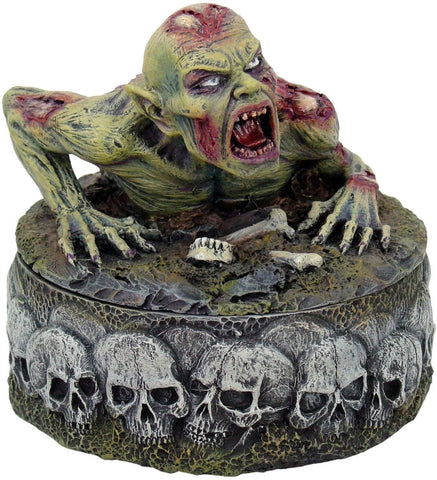 Zombie with Skull and Bones Trinket Jewelry Box Statue Figurine