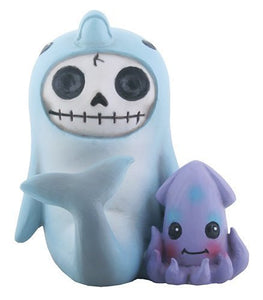 SUMMIT COLLECTION Furrybones Sonar Signature Skeleton in Dolphin Costume with Little Squid Buddy