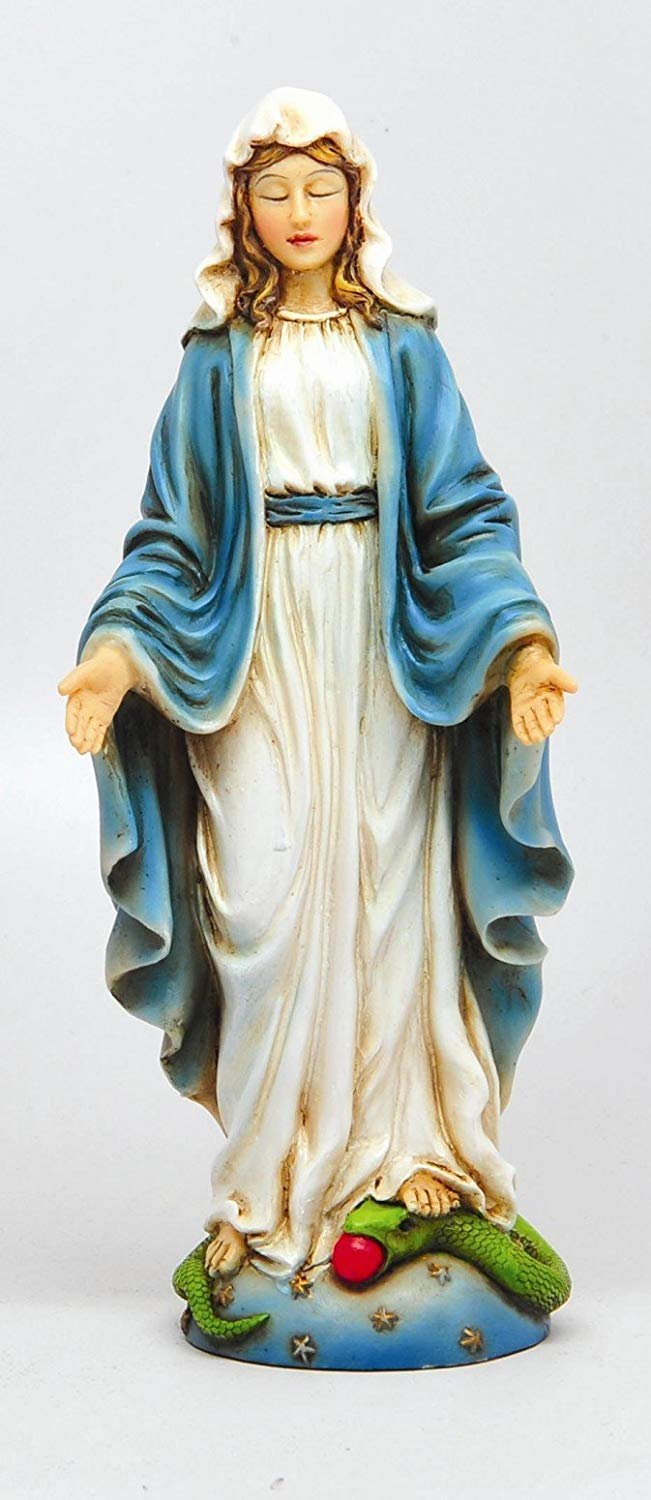 PTC 6 Inch Our Lady of Grace Standing Over Snake Religious Statue Figurine