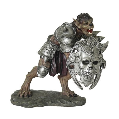 Werewolf Wolfman Warrior Knight Statue Shield Night Creature
