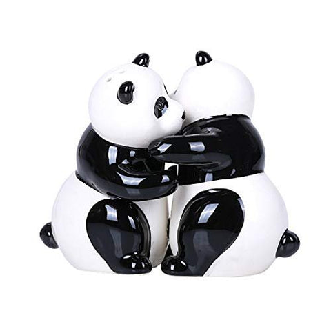 Hugging Panda Magnetic Ceramic Salt and Pepper Shakers Set