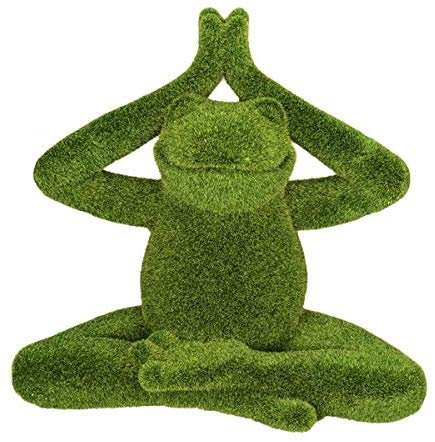 Pacific Giftware PT Meditation Pose Lotus Yoga Frog Artificial Turf Synthetic Grass Resin Figurine