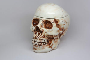 8 Inch Skeleton Skull Shaped Ceramic Cookie Jar Statue Figurine