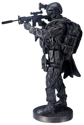 12.5 Inch Black Navy Seals Figurine Standing with Rifle and Full Gear