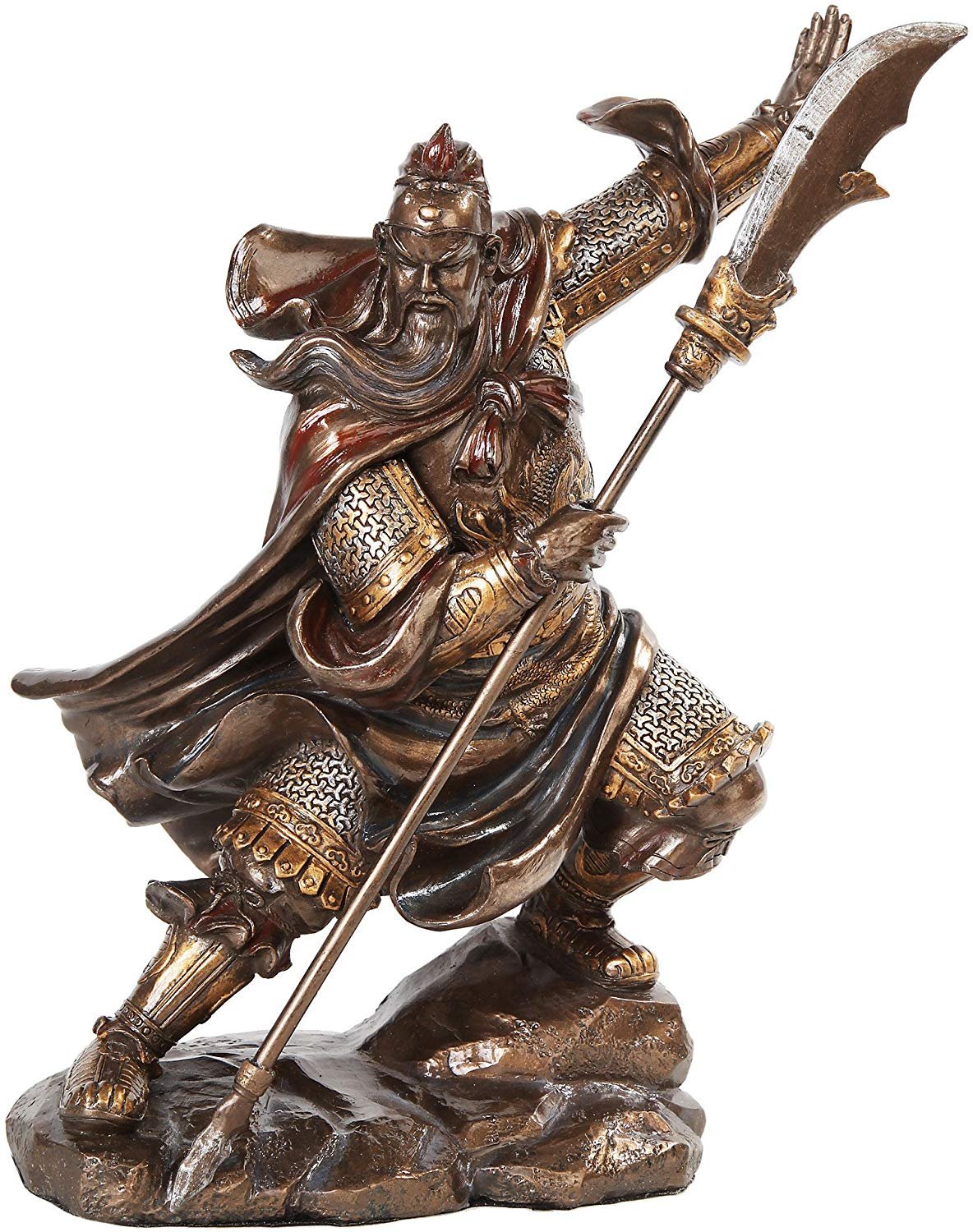 PTC 13 Inch Guan Yu Chinese Fighting Warrior Resin Statue Figurine