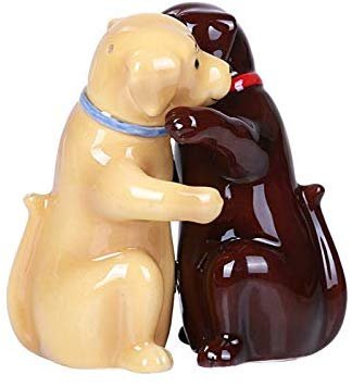Hugging Labradors Magnetic Ceramic Salt and Pepper Shakers Set