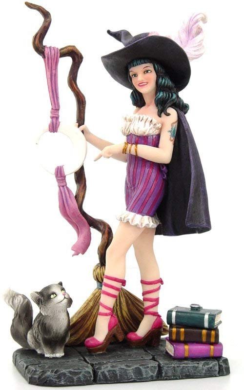 PTC Pacific Giftware The Purrfect Spell Witch with Kitty Cat Statue Figurine
