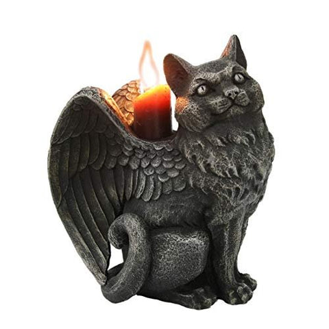 Pacific Giftware Winged Angel Cat Gargoyle Candle Holder