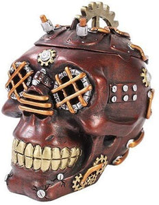 Exotic Steampunk Cool Rock Skull Jewelry Box Figurine Made of Polyresin