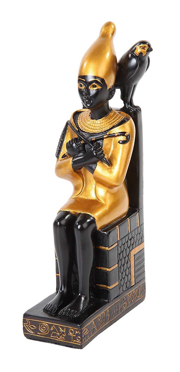 7.25 Inch Resin Sitting Egyptian Pepi with Bird Statue Figurine