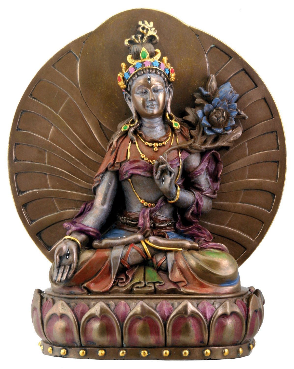 White Tara, Buddhist Goddess of Compassion and Longevity Statue, 6 Inches