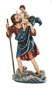 PTC 10 Inch Saint Christopher with Child Resin Statue Figurine