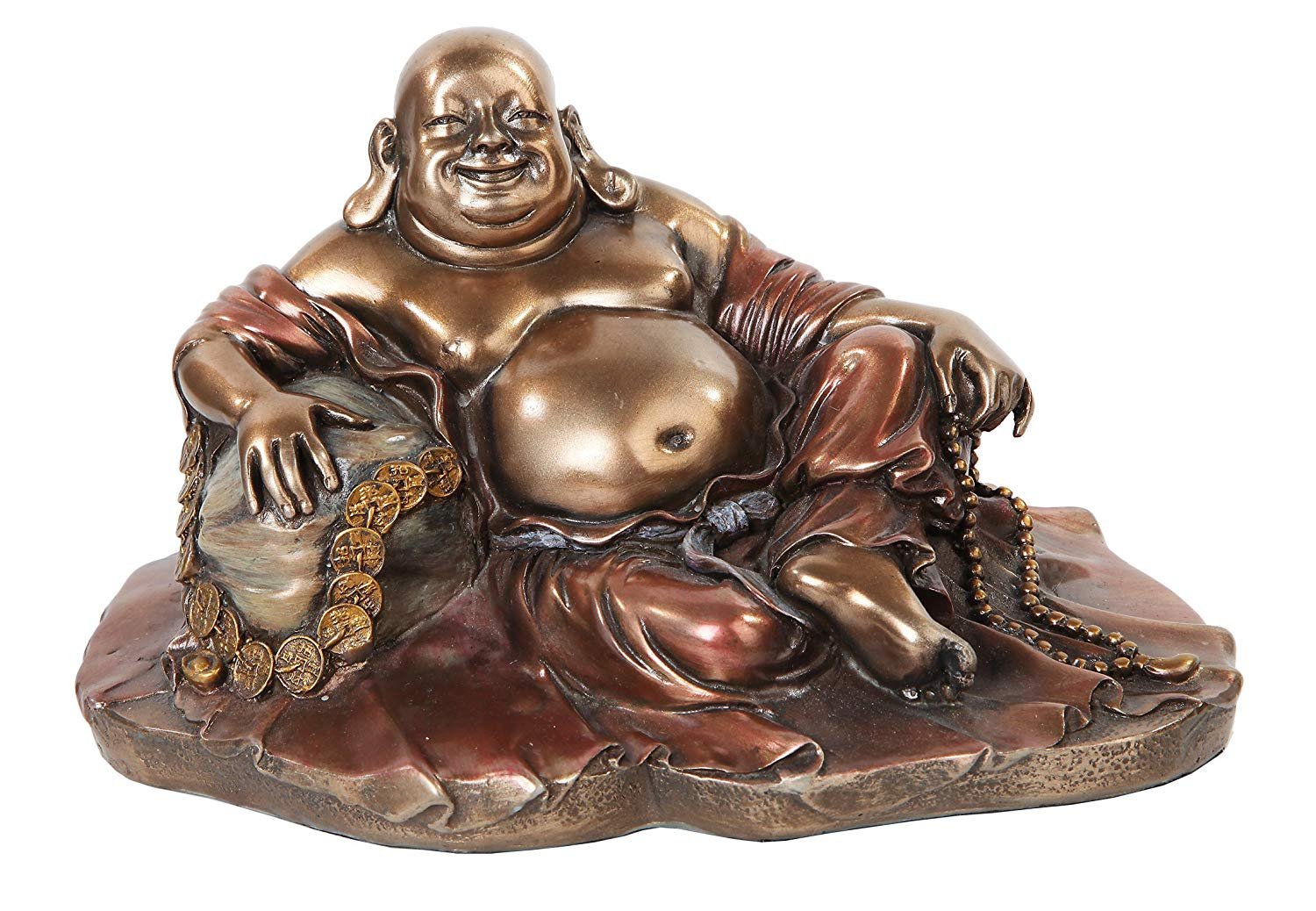 PTC 11.38 Inch Happy Buddha with Good Fortune Resin Statue Figurine