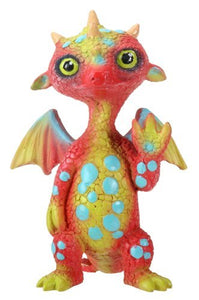 Gregory The Yellow and Orange Dragon with Teal Polka Dots Figurine