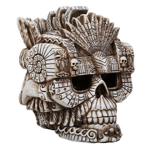 Pacific Giftware Montezuma Aztec Ruler Skull Collectible Figurine Antique Skull Bone Finish 6 Inch L